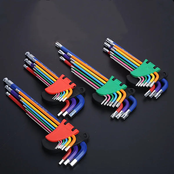 1set Allen Key Set Hex Wrench Screwdriver Set Hexagon Spanner Universal 9pcs Ball End Torx Star Keys Tool L Type Hand Tools Kit