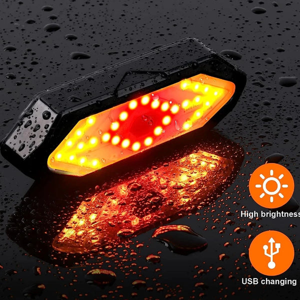 Bicycle Tail Light with Turn Signal USB Rechargeable Wireless Remote Control, 5 Mode Safety Warning Light for Road Mountain Bike