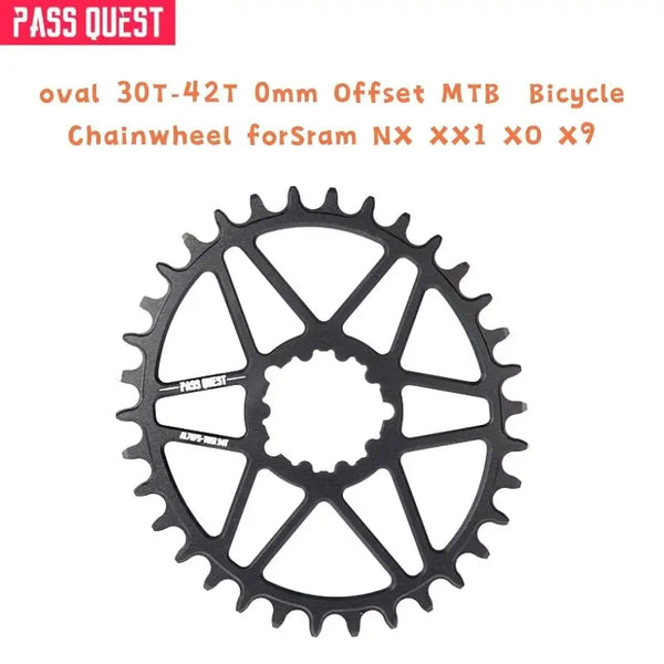 PASS QUEST FORGXP Bike Chainring Oval 30T-42T 0mm Offset MTB  Bicycle Chainwheel forSram NX XX1 XO X9 Single Disc Tray Parts
