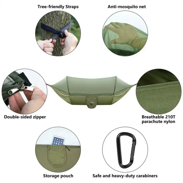 Bike camping gear - Pop-Up Hammock with Mosquito Net