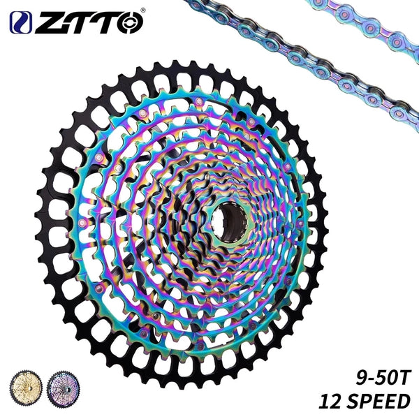 ZTTO MTB XD 12 Speed 9-50T Cassette Ultralight CNC Steel Rainbow Golden 375g Ultimate 12speed 9x46 Sprocket 1299 k7 Colorful ULT