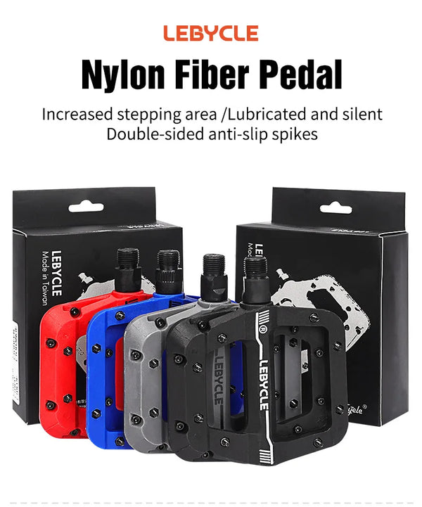 Lebycle MTB Bicycle Nylon Pedal Bearing Mountain Bike Pedals High-Strength Non-Slip Bike Cycling Accessories
